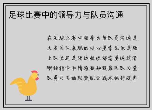 足球比赛中的领导力与队员沟通